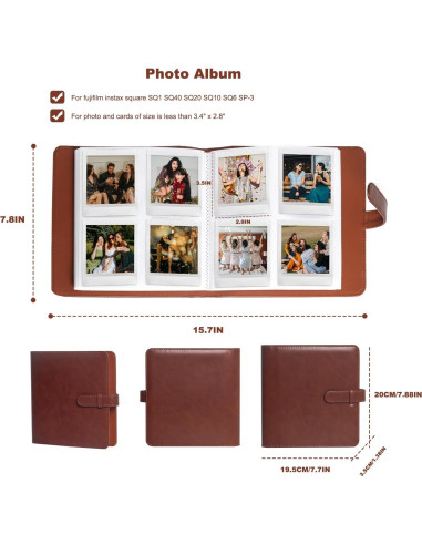 Álbum de Fotos Aisnyho 288 Bolsillos Cuero Marrón 20x19.5 cm