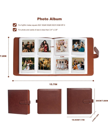 Álbum de Fotos Aisnyho 288 Bolsillos Cuero Marrón 20x19.5 cm