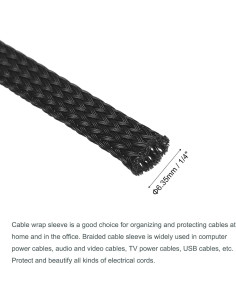 Manguito Expandible uxcell 6.35mm x 30m Negro Aislante 2