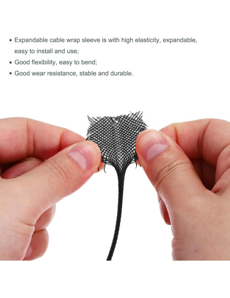 Manguito Expandible uxcell 6.35mm x 30m Negro Aislante