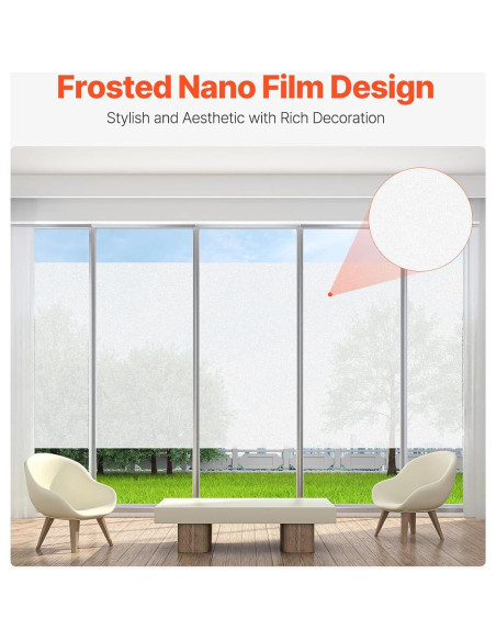 Película de Privacidad VEVOR 60x200 cm Esmerilada UV