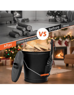Cubeta de cenizas Nouva 19.5L con tapa y pala de metal 2