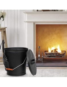 Cubeta de Cenizas HomGarden 19.5L con Tapa y Pala de Metal 2