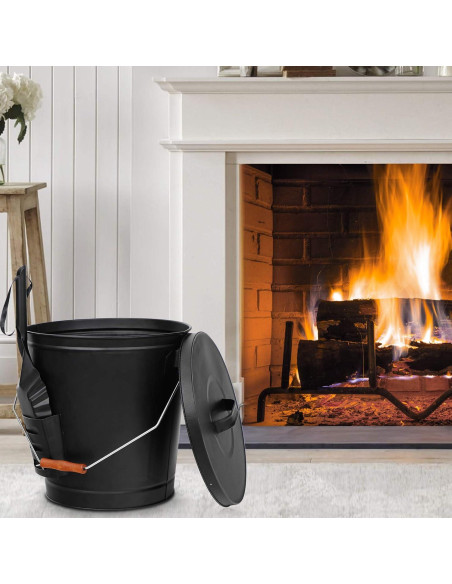 Cubo de Cenizas F2C 19.5L con Tapa y Herramientas para Chimenea