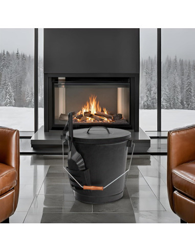 Cubo de Cenizas F2C 19.5L con Tapa y Herramientas para Chimenea