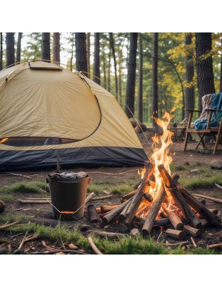 Cubo de Cenizas F2C 19.5L con Tapa y Herramientas para Chimenea