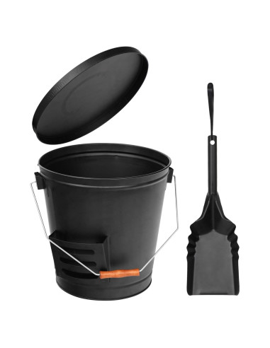 Cubo de Cenizas LEMY con Tapa y Pala - 5 Galones, Metal