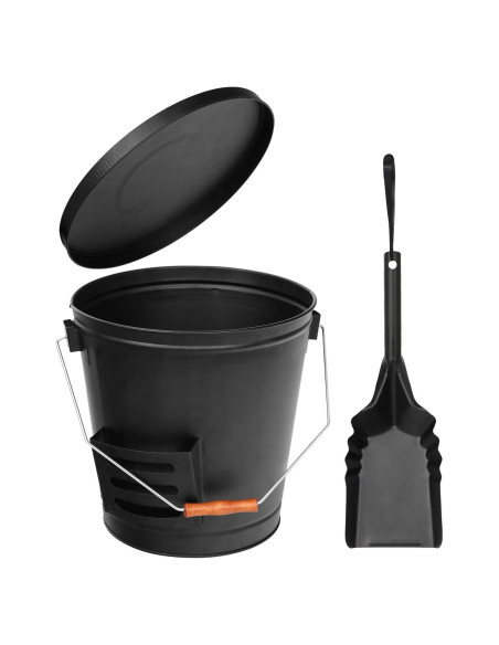 Cubo de Cenizas LEMY con Tapa y Pala - 5 Galones, Metal