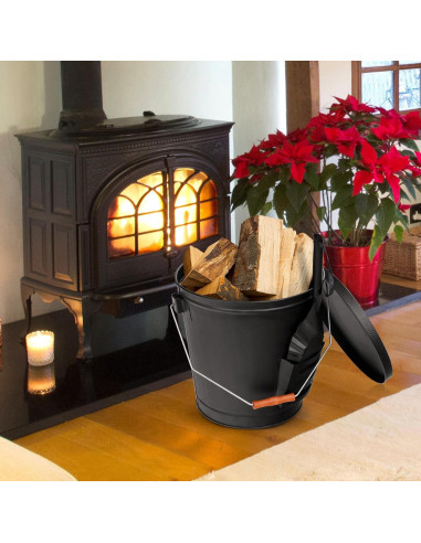 Cubo de Cenizas LEMY con Tapa y Pala - 5 Galones, Metal