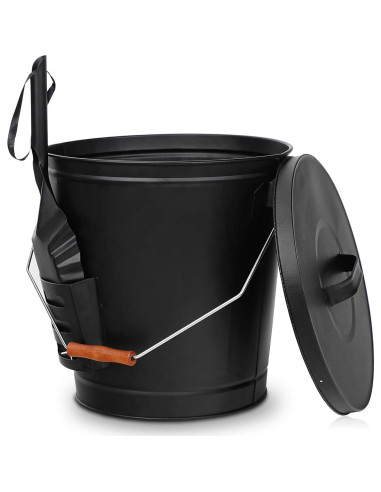 Cubo de Cenizas LEMY con Tapa y Pala - 5 Galones, Metal