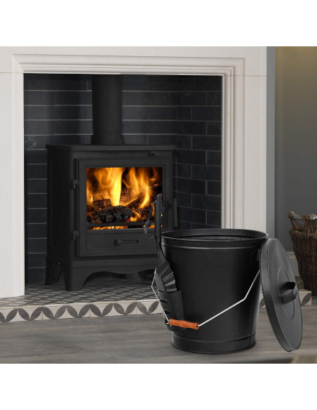 Cubo de Cenizas LEMY con Tapa y Pala - 5 Galones, Metal