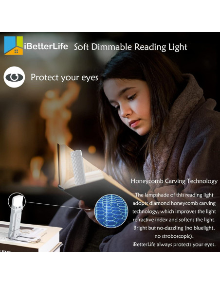 Luz de Lectura Recargable iBetterLife LED 3 Colores 5 Brillos
