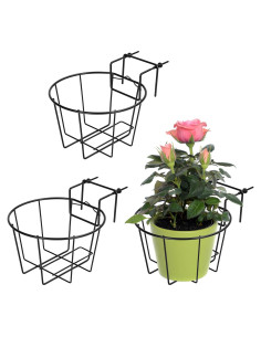 Macetero Colgante TQVAI de Barandilla 10" Negro Ajustable