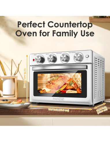 Horno de Aire Geek Chef 26QT, Freidora de Aire y Tostador