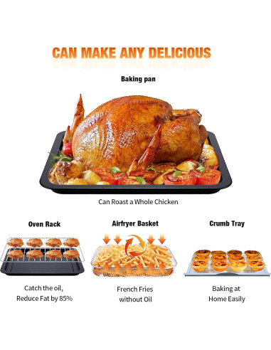 Horno de Aire Geek Chef 26QT, Freidora de Aire y Tostador