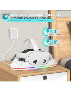 Estación de Carga HURRA para Meta Quest 3S/3/2/Pro con 2 Baterías 2