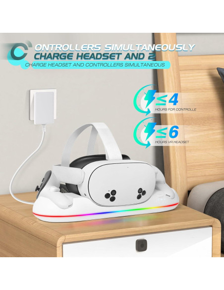 Estación de Carga HURRA para Meta Quest 3S/3/2/Pro con 2 Baterías