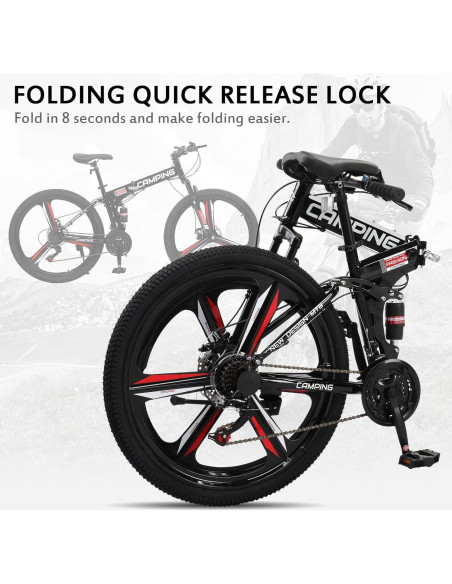 Bicicleta de Montaña Plegable Ktaxon 26" 21 Velocidades Doble Amortiguación