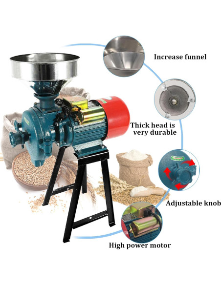 Molino de Granos Eléctrico EVGTTI 3000W 110V para Cereales