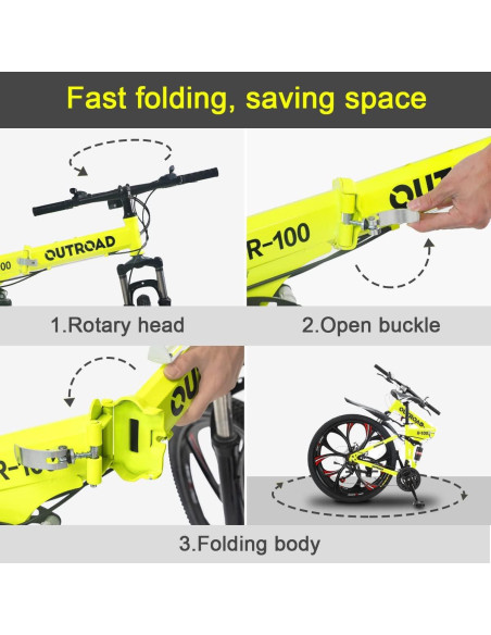 Bicicleta de Montaña Plegable OUTROAD 26" Doble Suspensión 21 Velocidades