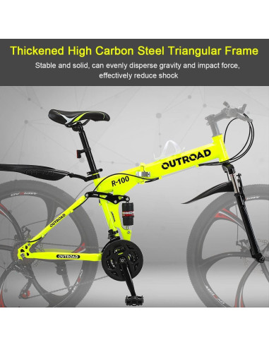 Bicicleta de Montaña Plegable OUTROAD 26" Doble Suspensión 21 Velocidades