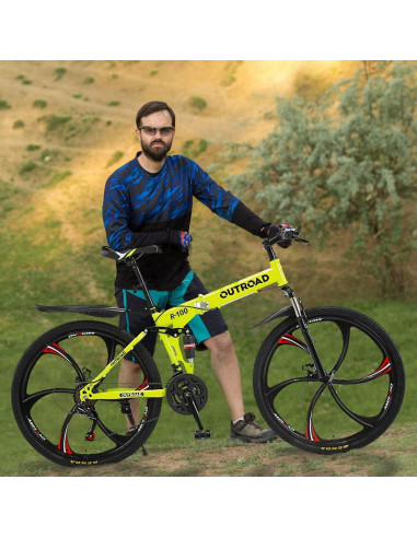 Bicicleta de Montaña Plegable OUTROAD 26" Doble Suspensión 21 Velocidades