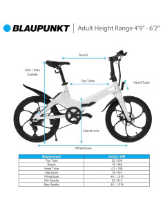 Bicicleta Eléctrica Plegable BLAUPUNKT HENRI 350W 20" 2