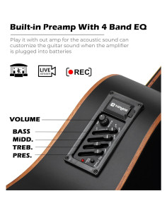 Guitarra Acústica Eléctrica Vangoa VG-41ECBK 41" Negro Mate 2