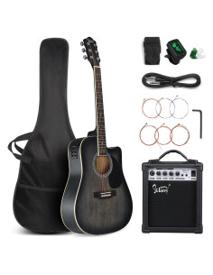Guitarra Acústica Eléctrica Glarry AEG-Black-70 41" para Principiantes