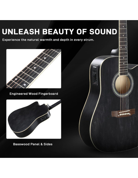 Guitarra Acústica Eléctrica Ktaxon 41" Completa con Amplificador