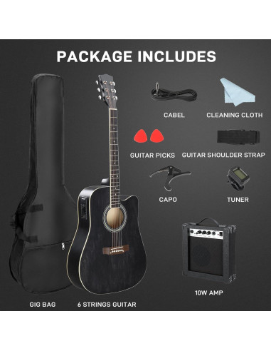 Guitarra Acústica Eléctrica Ktaxon 41" Completa con Amplificador