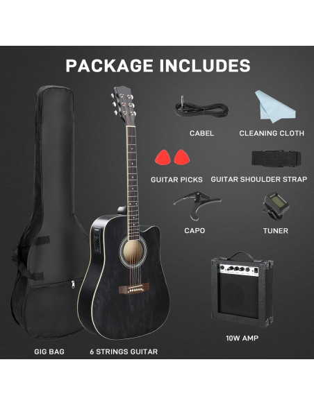 Guitarra Acústica Eléctrica Ktaxon 41" Completa con Amplificador