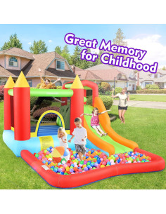 Castillo Inflable para Niños WONFUY con Tobogán y Piscina 2