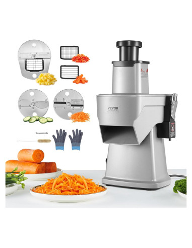 Cortadora de Verduras Eléctrica VEVOR 4 en 1 200W Acero Inoxidable
