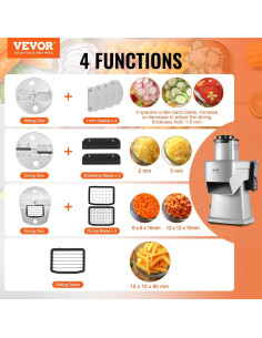 Cortadora de Verduras Eléctrica VEVOR 4 en 1 200W Acero Inoxidable 2