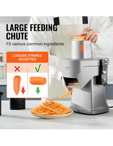 Cortadora de Verduras Eléctrica VEVOR 4 en 1 200W Acero Inoxidable