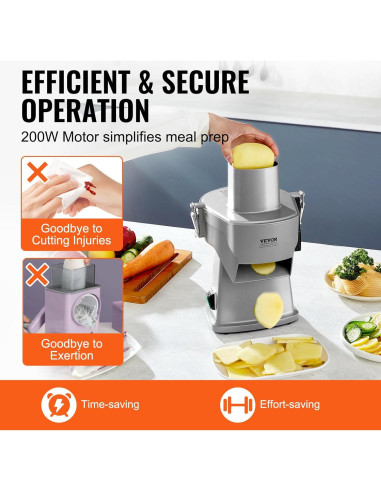 Cortadora de Verduras Eléctrica VEVOR 4 en 1 200W Acero Inoxidable