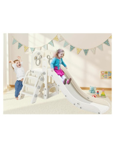 Tobogán Arlopu 6 en 1 para Niños con Almacenamiento Blanco