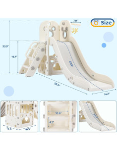 Tobogán Arlopu 6 en 1 para Niños con Almacenamiento Blanco 2