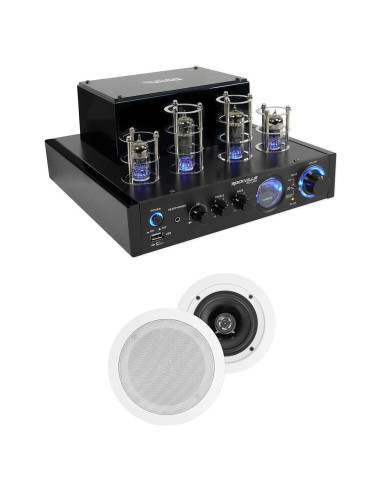 Amplificador de Tubo Rockville BluTube LED + 2 Altavoces Techo 5.25"