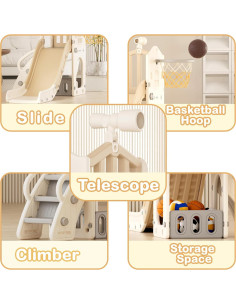 Tobogán 5 en 1 YUFU para Niños Pequeños Beige/Café 2