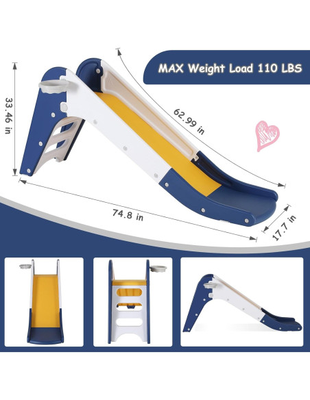 Tobogán 3 en 1 MAMIZO para Niños Pequeños - Azul Amarillo