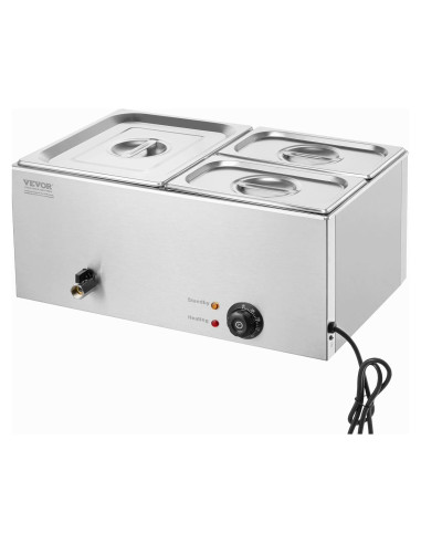 Calentador de Comida Comercial VEVOR 3 Bandejas 21 Qt 1200W