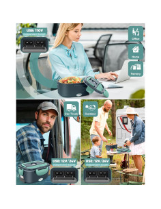 Caja de Almuerzo Eléctrica Eocolz 1.5L Doble Contenedor 80W 2