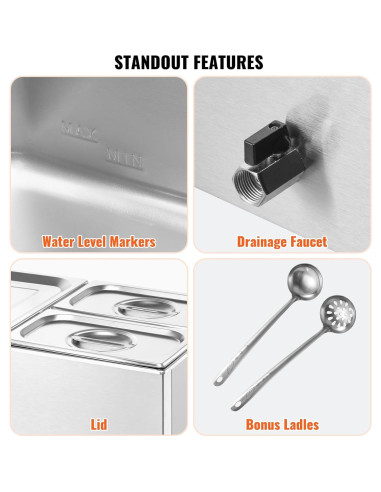 Calentador de Comida Comercial VEVOR 3 Bandejas 21 Qt 1200W