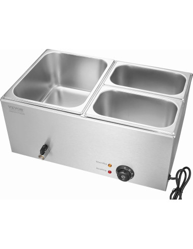Calentador de Comida Comercial VEVOR 3 Bandejas 21 Qt 1200W