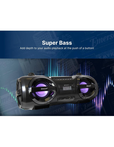Reproductor Boombox Emerson EPB-3005 CD, Bluetooth, LED, USB