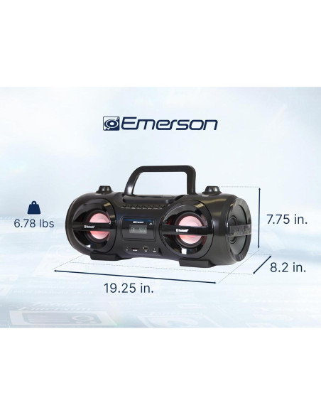 Reproductor Boombox Emerson EPB-3005 CD, Bluetooth, LED, USB