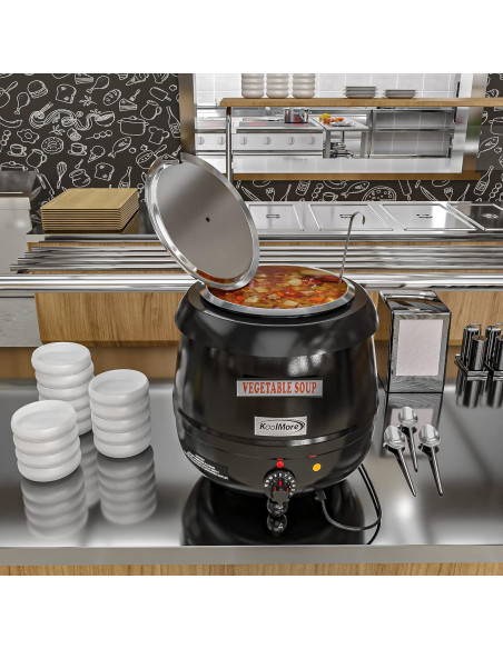 Calentador de Sopa Eléctrico KoolMore 9.46L con Tapa Bisagra