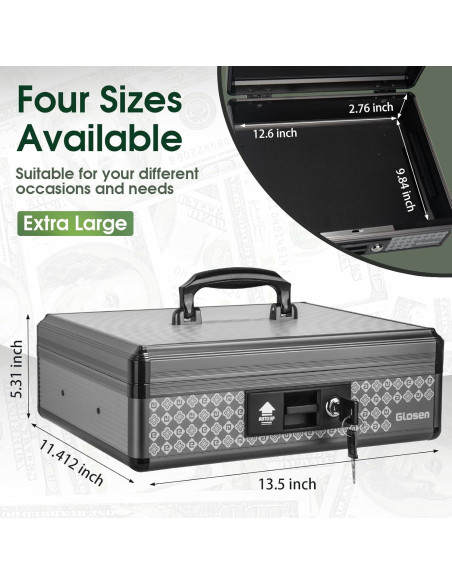 Caja de Dinero Glosen Extra Grande con Cerradura Llave 29x13.5x34.3cm